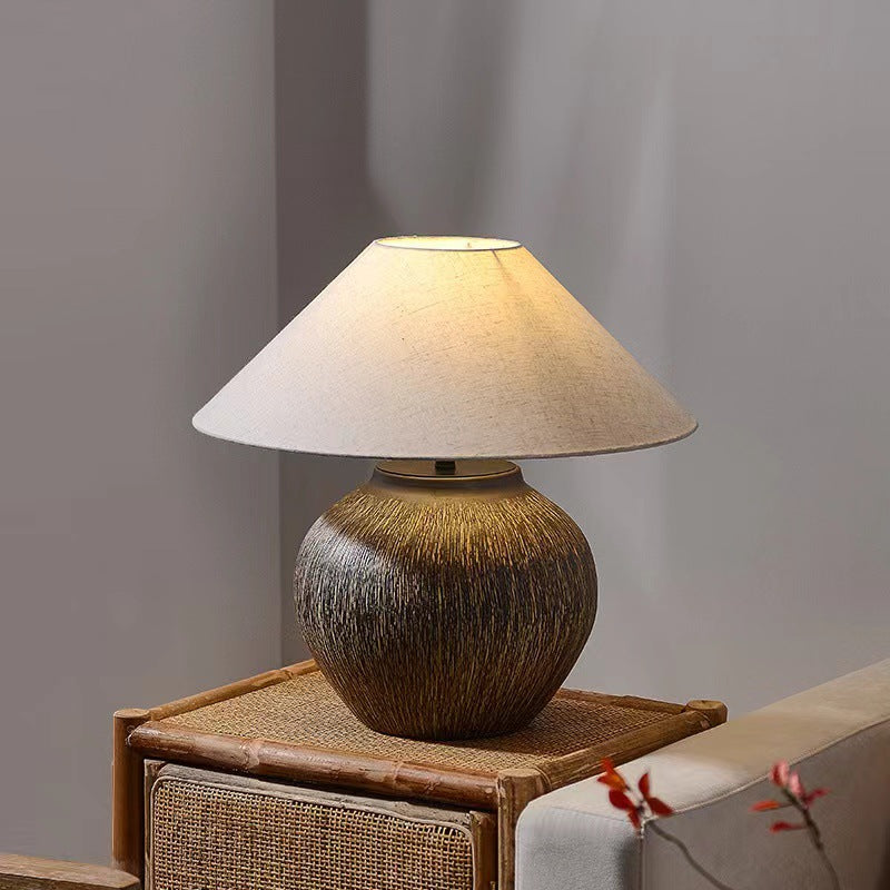 Drum Iron Ceramic Fabric Table Lamp