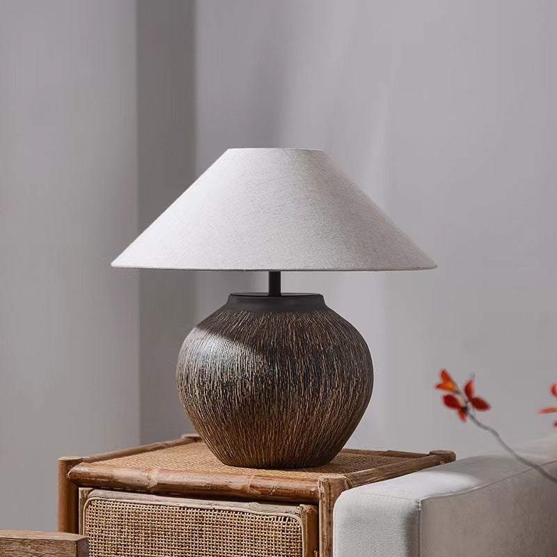 Drum Iron Ceramic Fabric Table Lamp