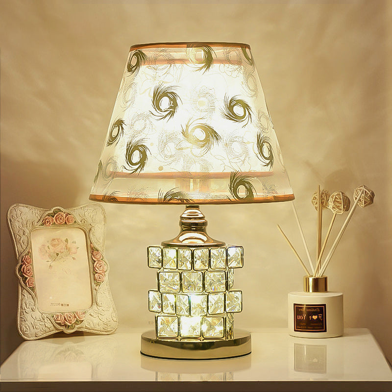 Drum Iron Crystal Fabric Table Lamp