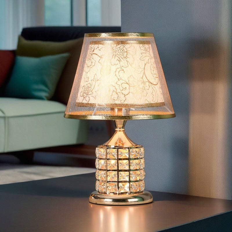 Drum Iron Crystal Fabric Table Lamp