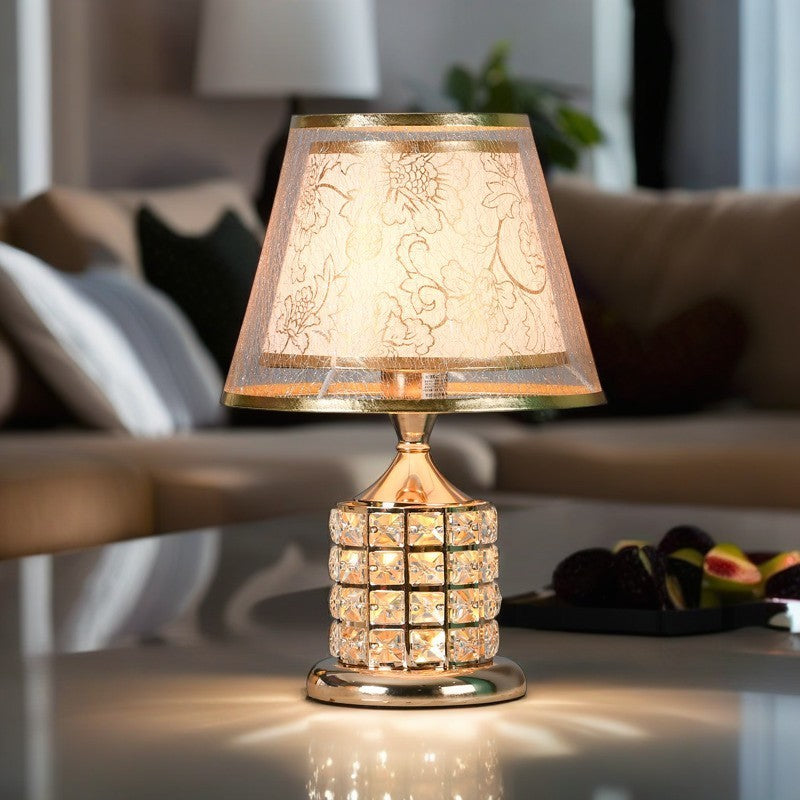 Drum Iron Crystal Fabric Table Lamp