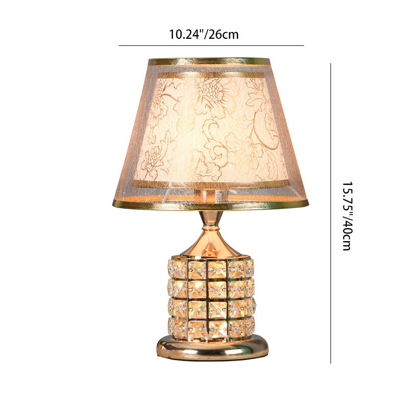 Drum Iron Crystal Fabric Table Lamp