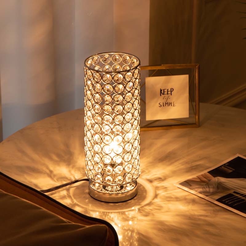 Cylinder Iron Crystal Living Table Lamp