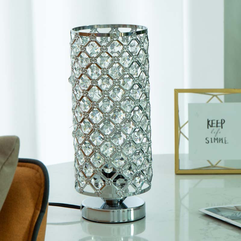 Cylinder Iron Crystal Living Table Lamp