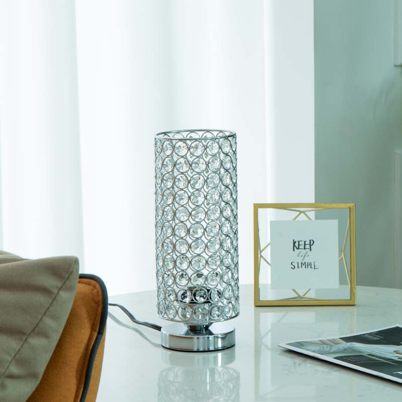 Cylinder Iron Crystal Living Table Lamp
