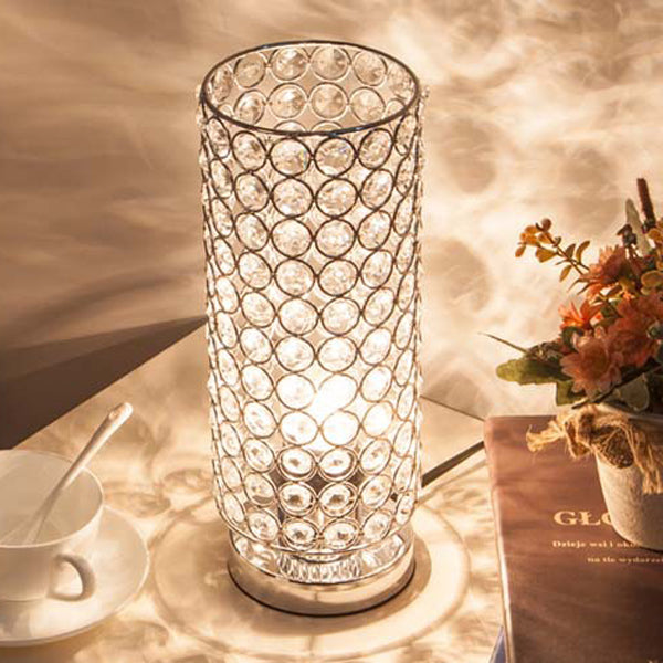 Cylinder Iron Crystal Living Table Lamp