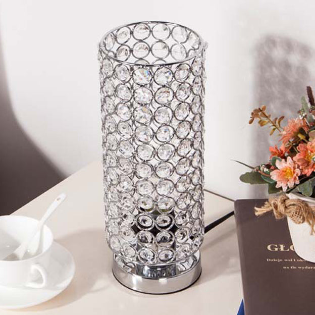 Cylinder Iron Crystal Living Table Lamp