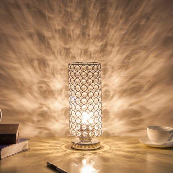 Cylinder Iron Crystal Living Table Lamp