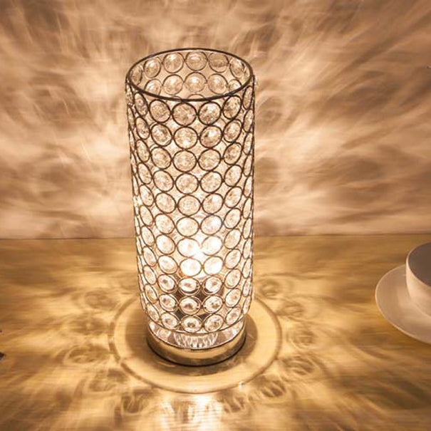 Cylinder Iron Crystal Living Table Lamp