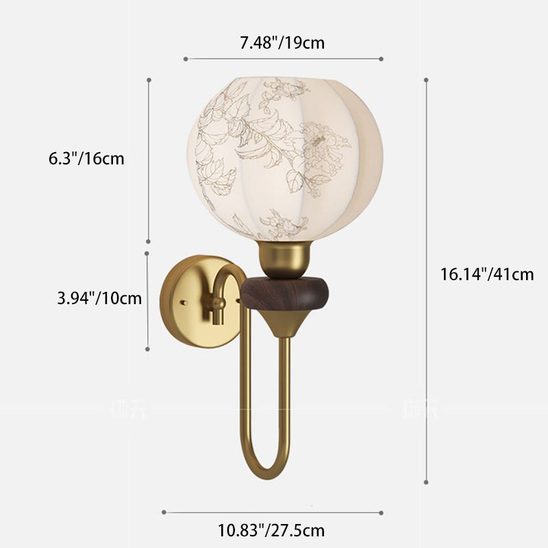 Oval Iron Wood Fabric Wall Lamp