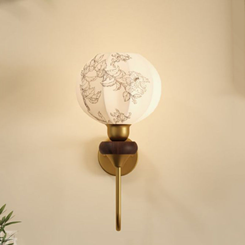 Oval Iron Wood Fabric Wall Lamp
