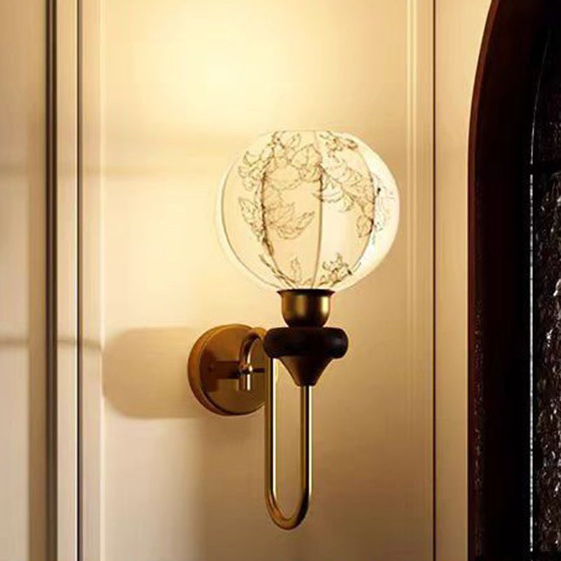 Oval Iron Wood Fabric Wall Lamp