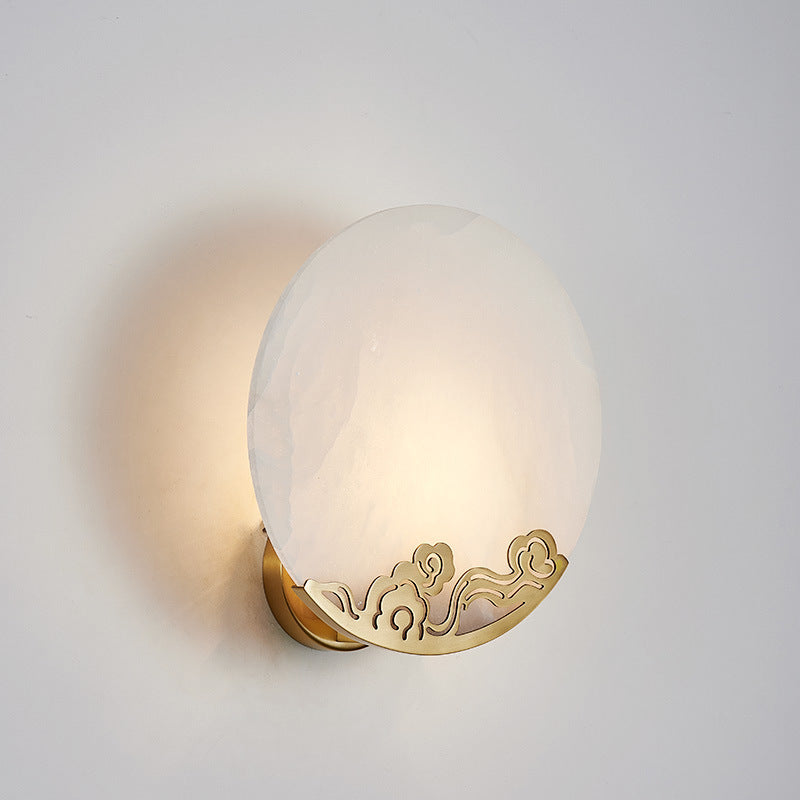 Round Copper Stone Living Wall Lamp