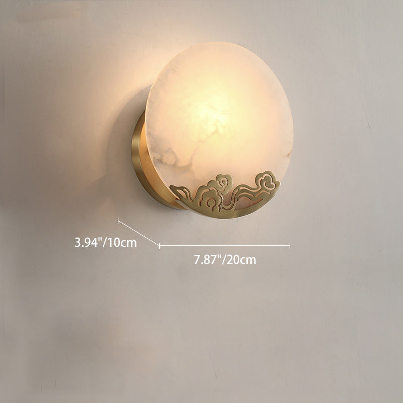 Round Copper Stone Living Wall Lamp