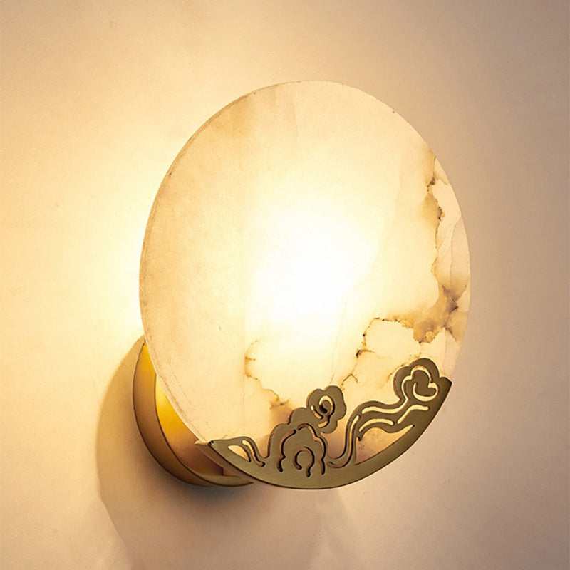 Round Copper Stone Living Wall Lamp