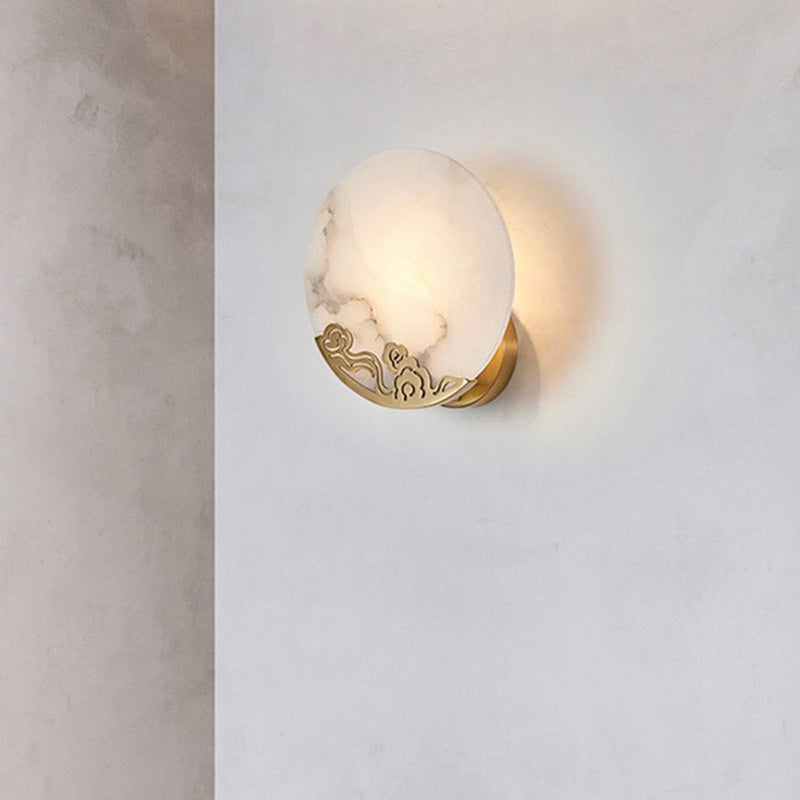 Round Copper Stone Living Wall Lamp