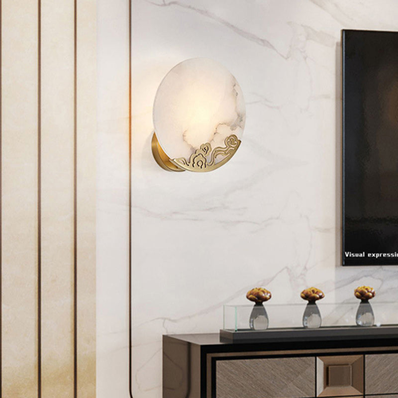 Round Copper Stone Living Wall Lamp