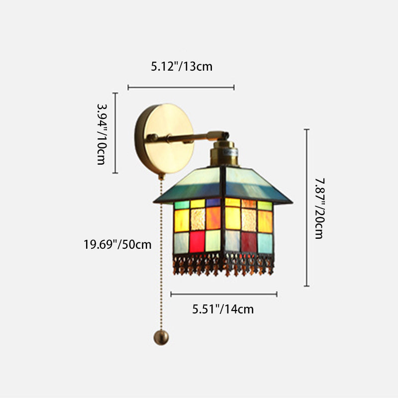 Rectangular Copper Glass Living Wall Lamp