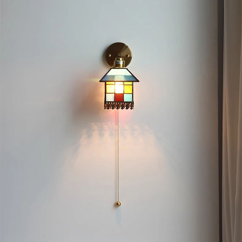 Rectangular Copper Glass Living Wall Lamp