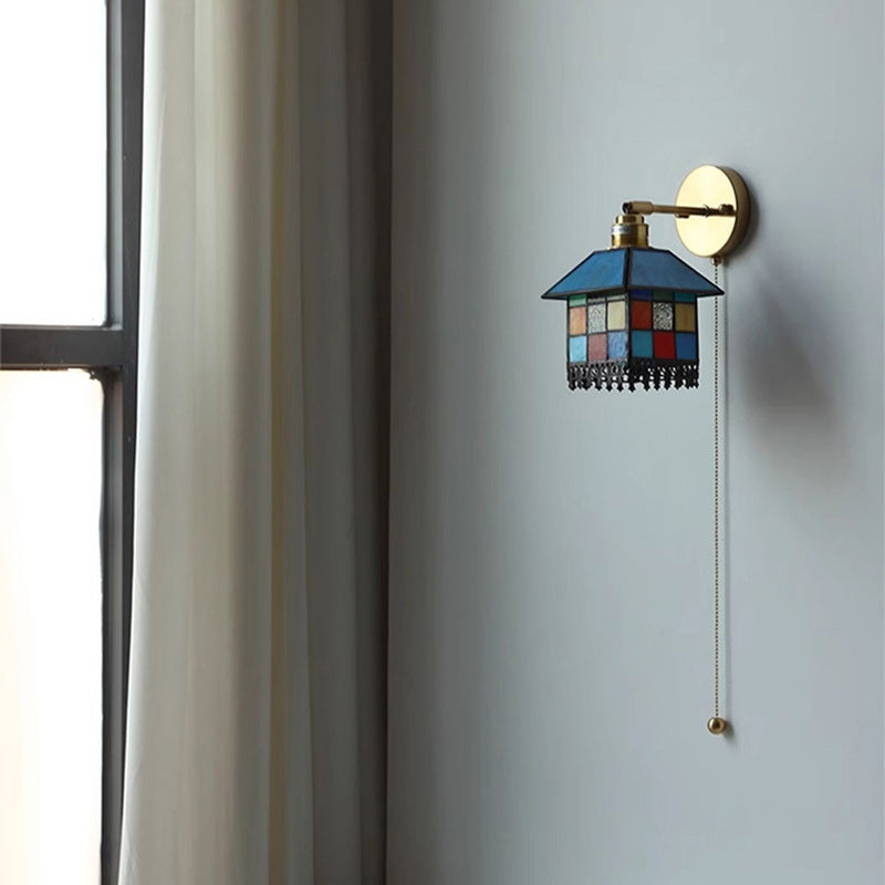 Rectangular Copper Glass Living Wall Lamp