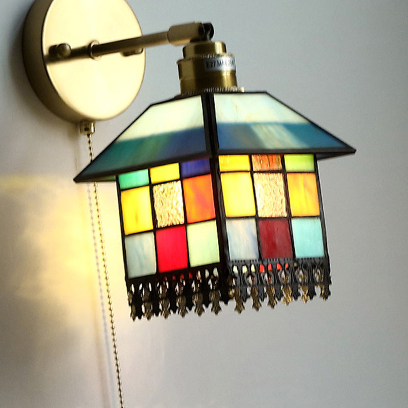 Rectangular Copper Glass Living Wall Lamp