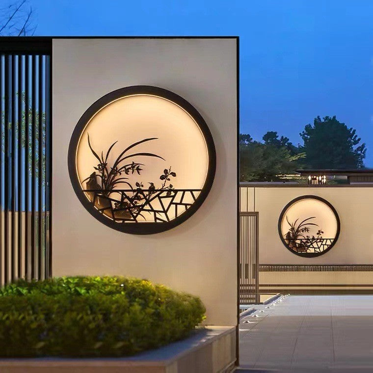 Round Iron Acrylic Garden Outdoor Light