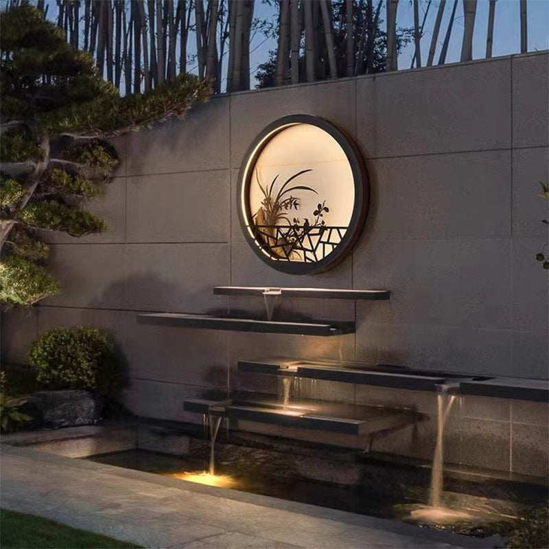 Round Iron Acrylic Garden Outdoor Light