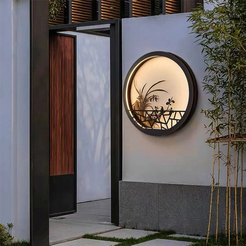 Round Iron Acrylic Garden Outdoor Light
