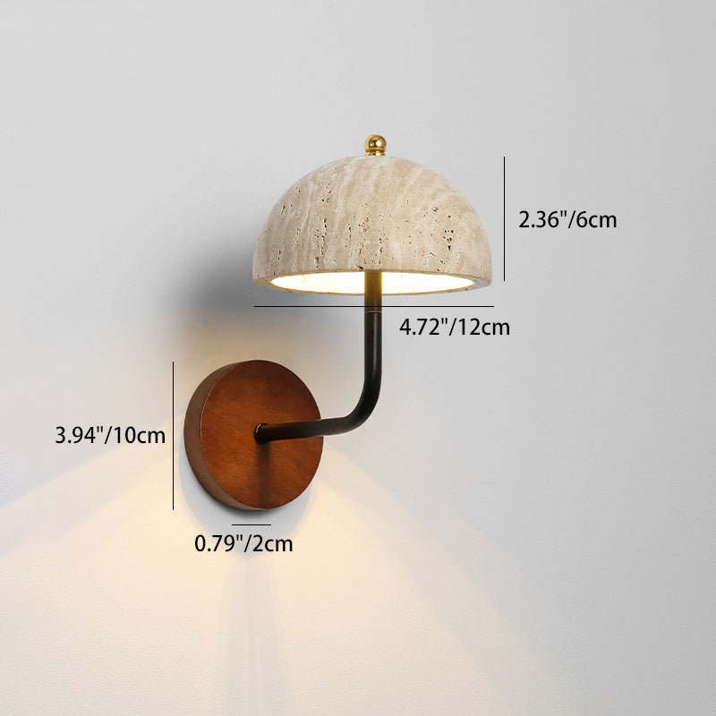 Round Wood Iron Stone Wall Lamp