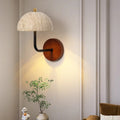 Round Wood Iron Stone Wall Lamp