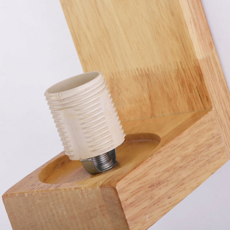 Rectangular Wood Glass Living Wall Lamp