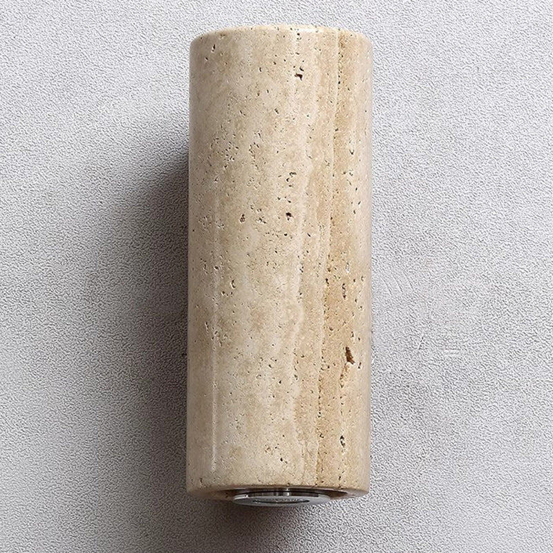 Rectangular Column Wood Stone Wall Lamp