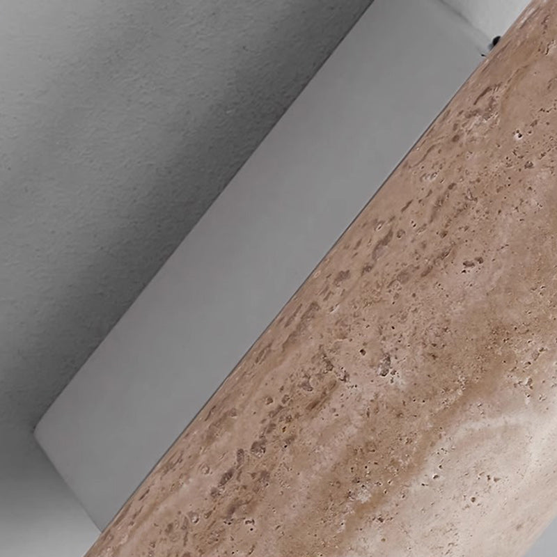 Rectangular Column Wood Stone Wall Lamp