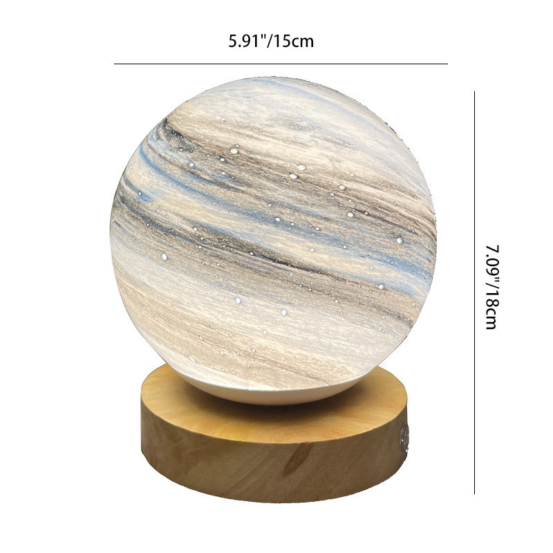 Globe Wood Glass Living Table Lamp