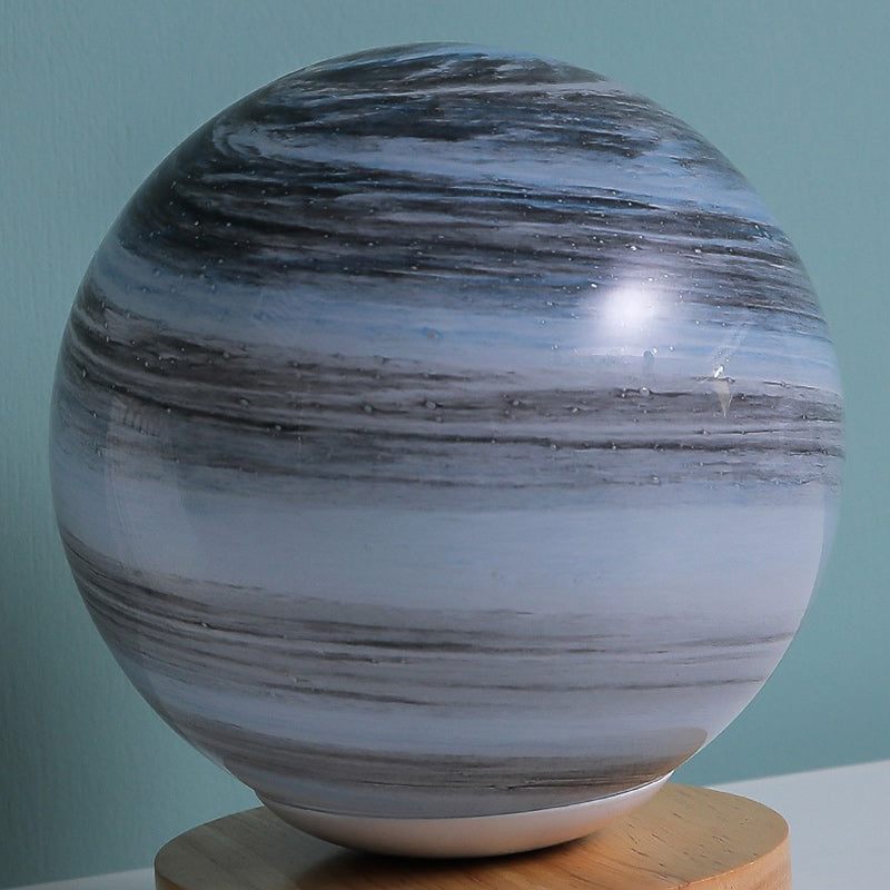 Globe Wood Glass Living Table Lamp