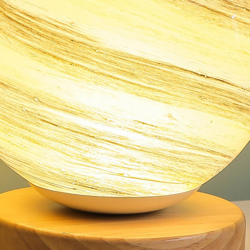 Globe Wood Glass Living Table Lamp