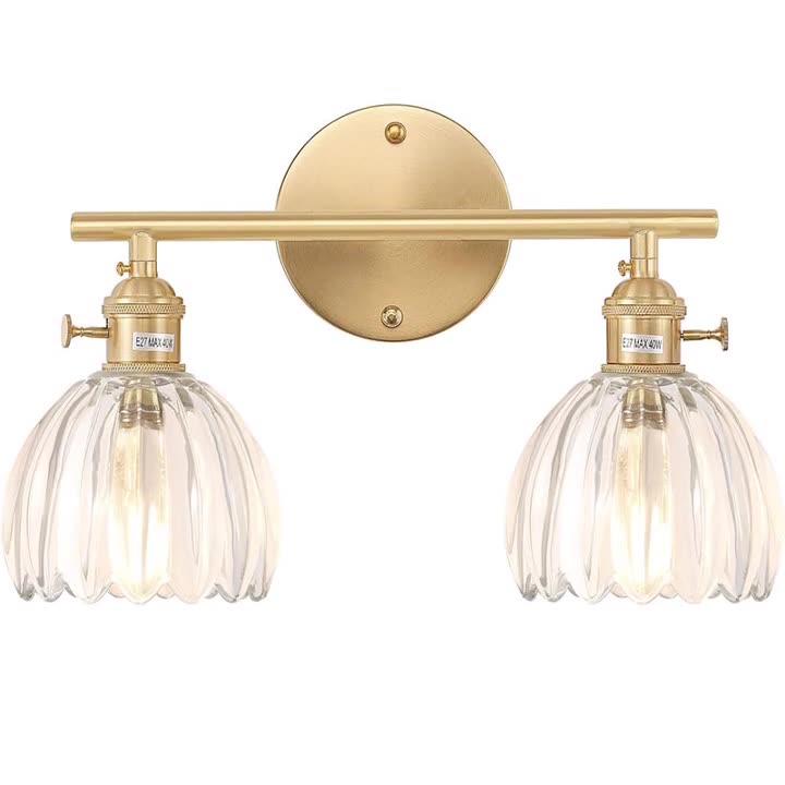 Oval Copper Glass Living 2-Light Wall Lamp