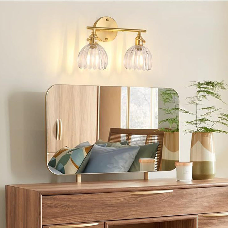 Oval Copper Glass Living 2-Light Wall Lamp
