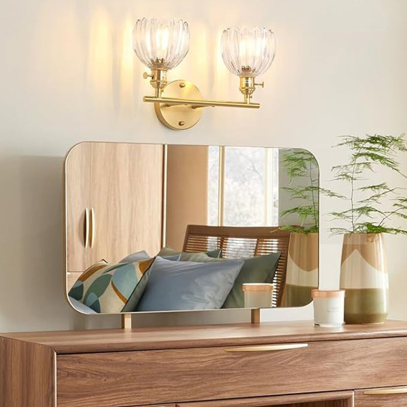 Oval Copper Glass Living 2-Light Wall Lamp