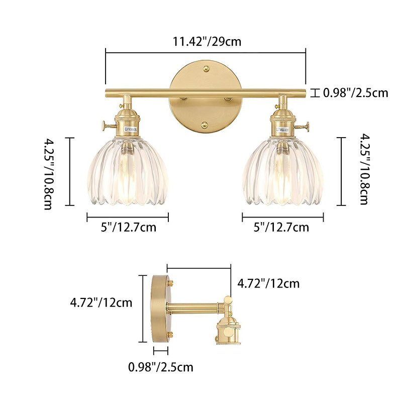 Oval Copper Glass Living 2-Light Wall Lamp