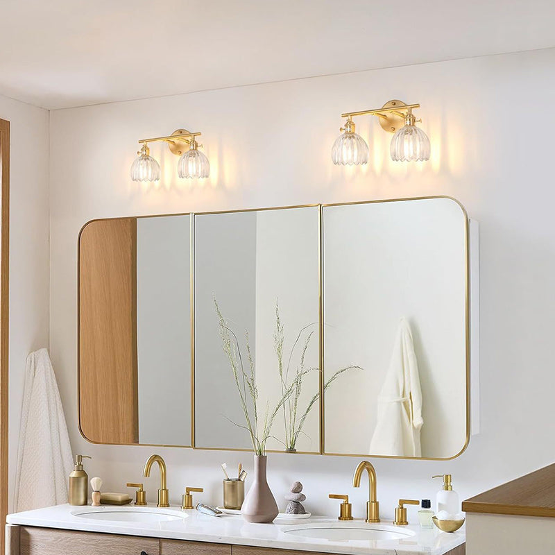 Oval Copper Glass Living 2-Light Wall Lamp