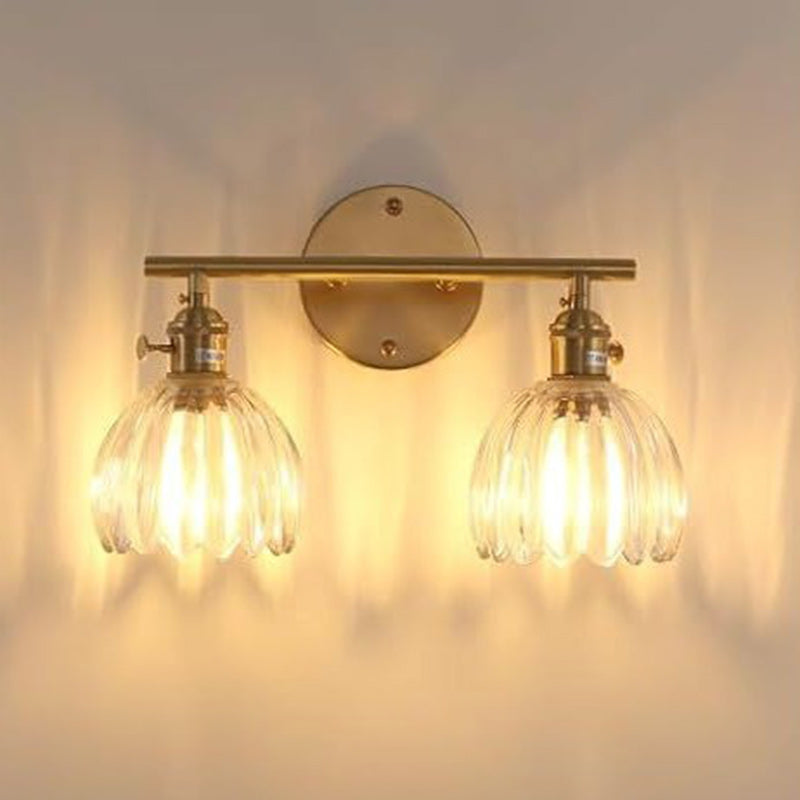 Oval Copper Glass Living 2-Light Wall Lamp