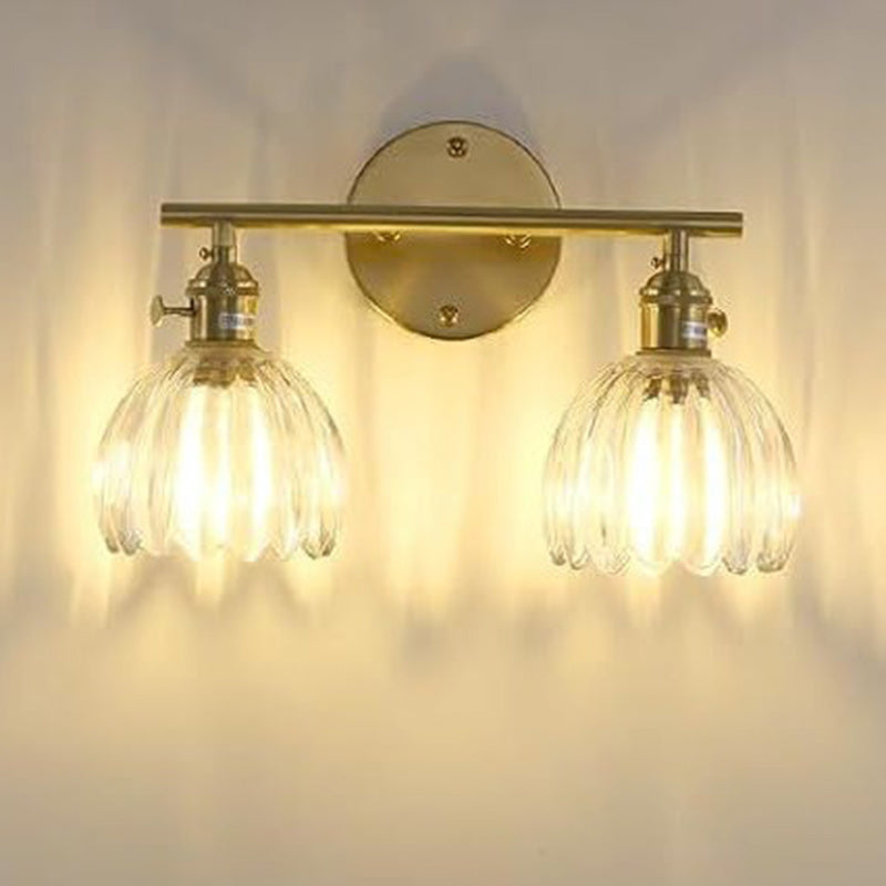 Oval Copper Glass Living 2-Light Wall Lamp