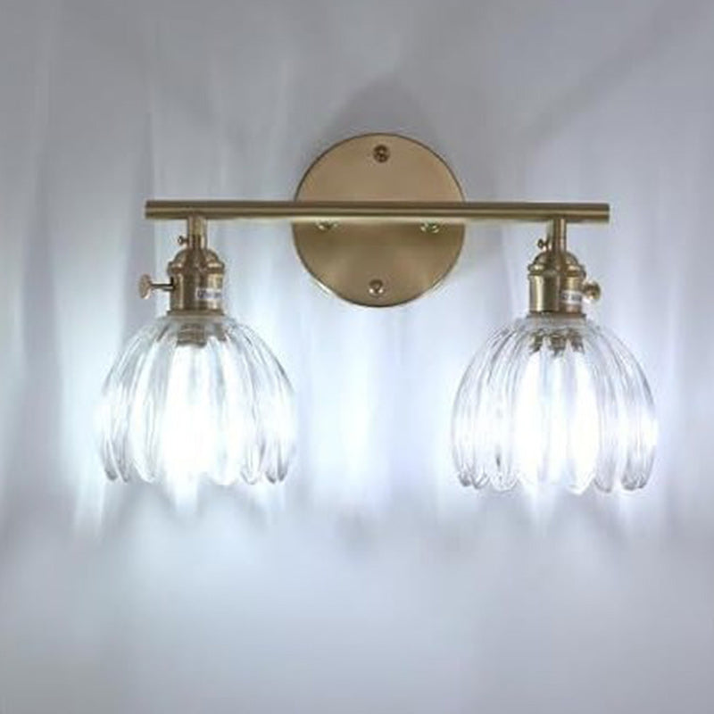 Oval Copper Glass Living 2-Light Wall Lamp