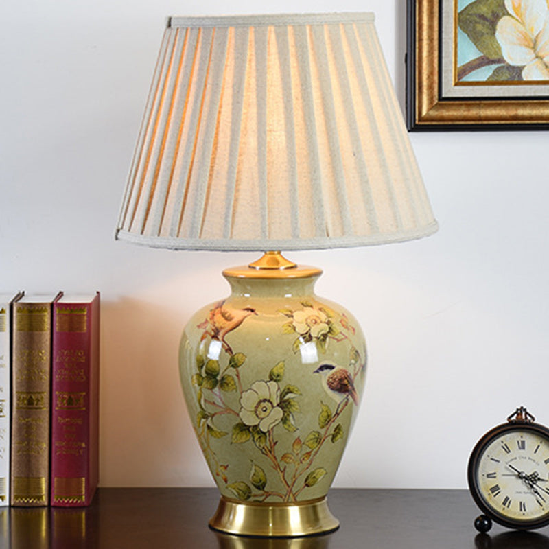 Drum Ceramic Fabric Living Table Lamp