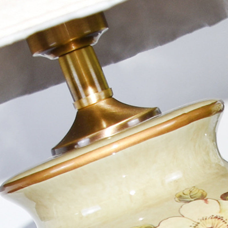 Drum Ceramic Fabric Living Table Lamp