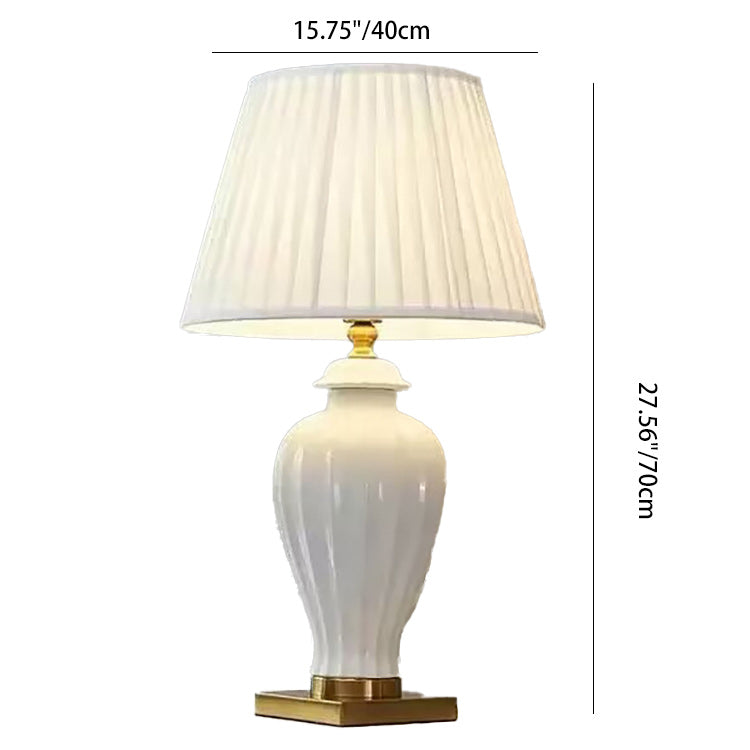 Drum Ceramic Fabric Living Table Lamp