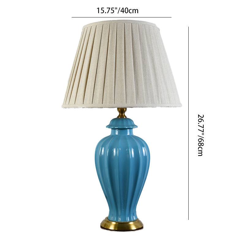Drum Ceramic Fabric Living Table Lamp