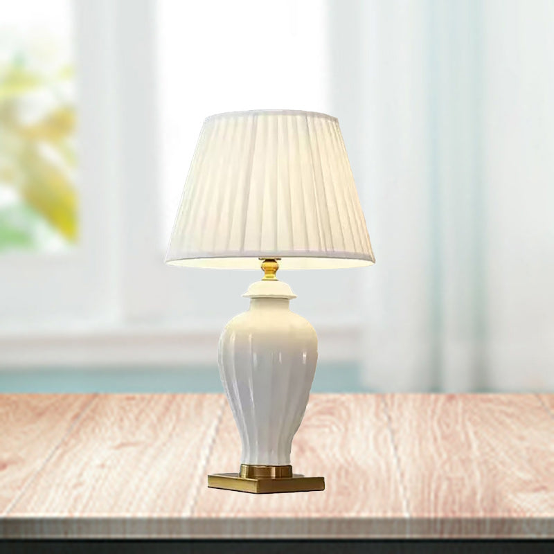 Drum Ceramic Fabric Living Table Lamp