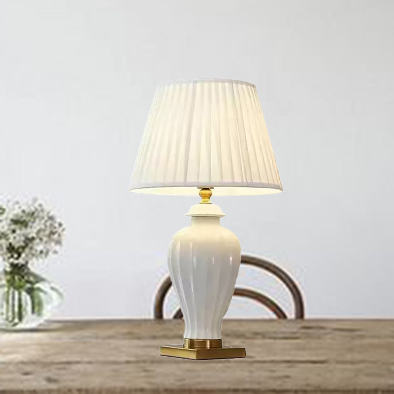 Drum Ceramic Fabric Living Table Lamp